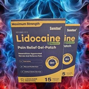 30 patches SUMIFUN Lidocaine + Menthol Pain Relief Gel-Patch. MAX STRENGH.